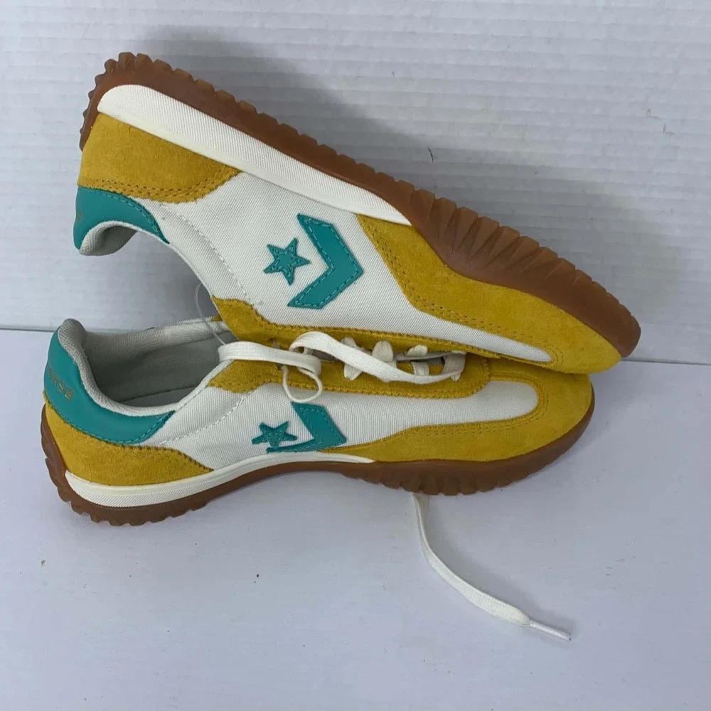 Converse Run Star Trainer Low Top Sneakers Sunny Angle Egret Yellow Teal M5 W6.5